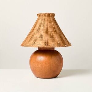 Wood Base with Rattan Shade Accent Table Lamp - Hearth & Hand™ with Magnolia
